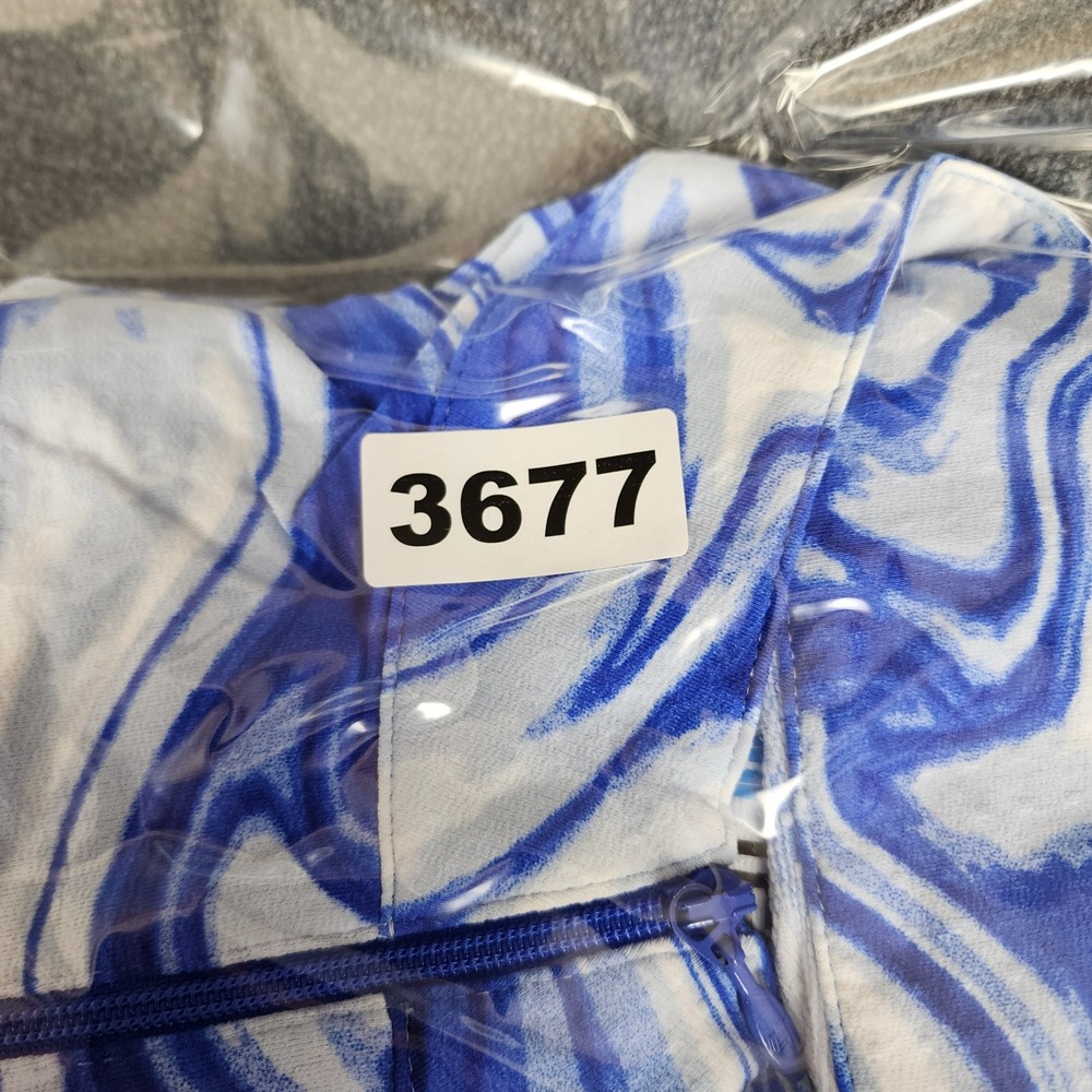 IBKUL Womens XL Blue Marble Swirl UPF 50+ Quarter Zip Long Sleeve Cooling Top - Picture 8 of 8